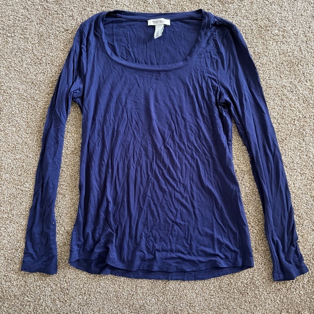 White House Black Market Blue Long Sleeve Tee